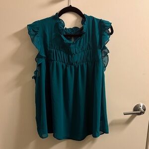 Torrid Teal Ruffle Sleeve Blouse